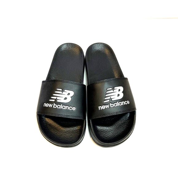 NEW NEW BALANCE Logo Slide On Sandals black unisex 253 - Picture 1 of 9